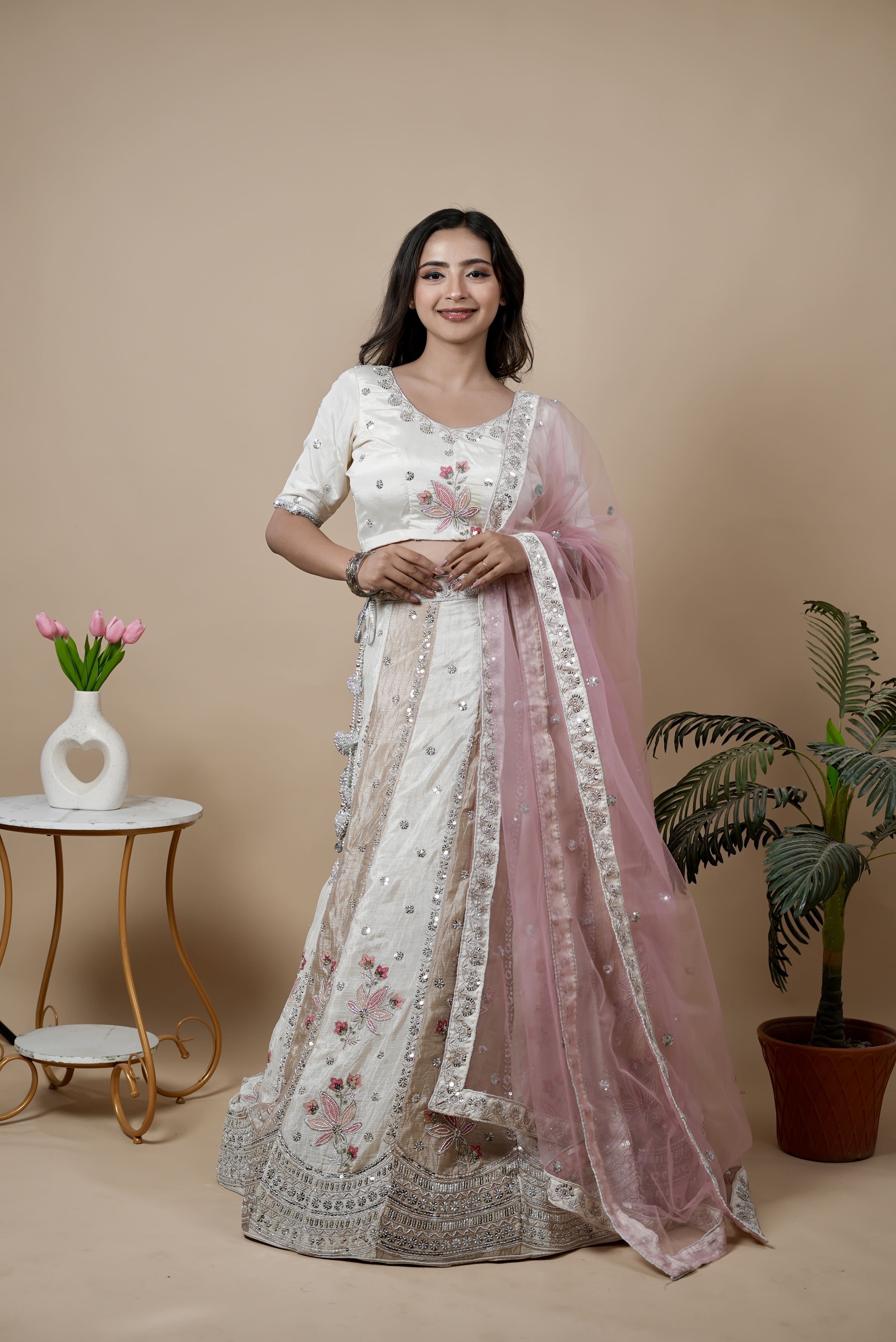 White & Off White Lehenga
