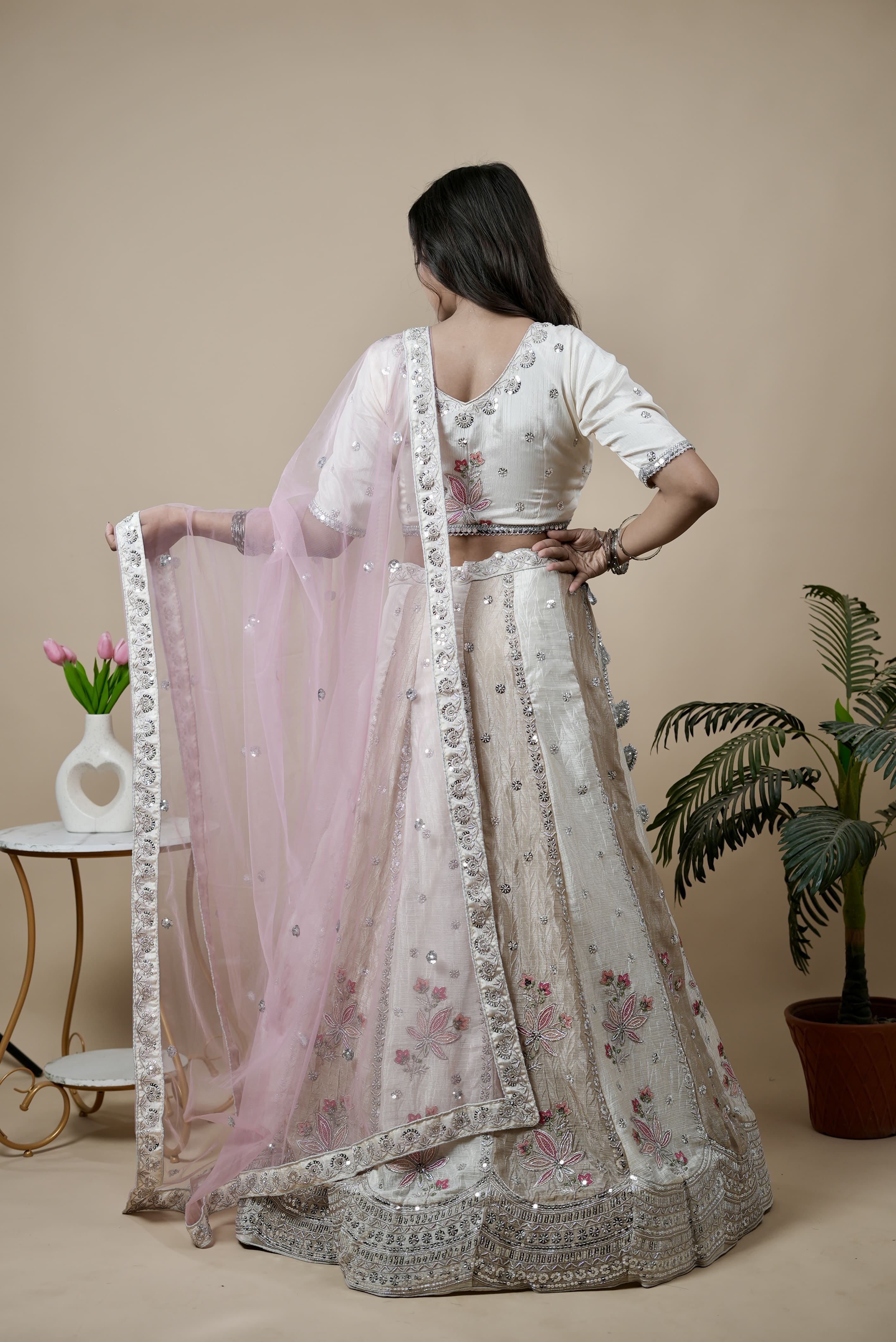 White & Off White Lehenga