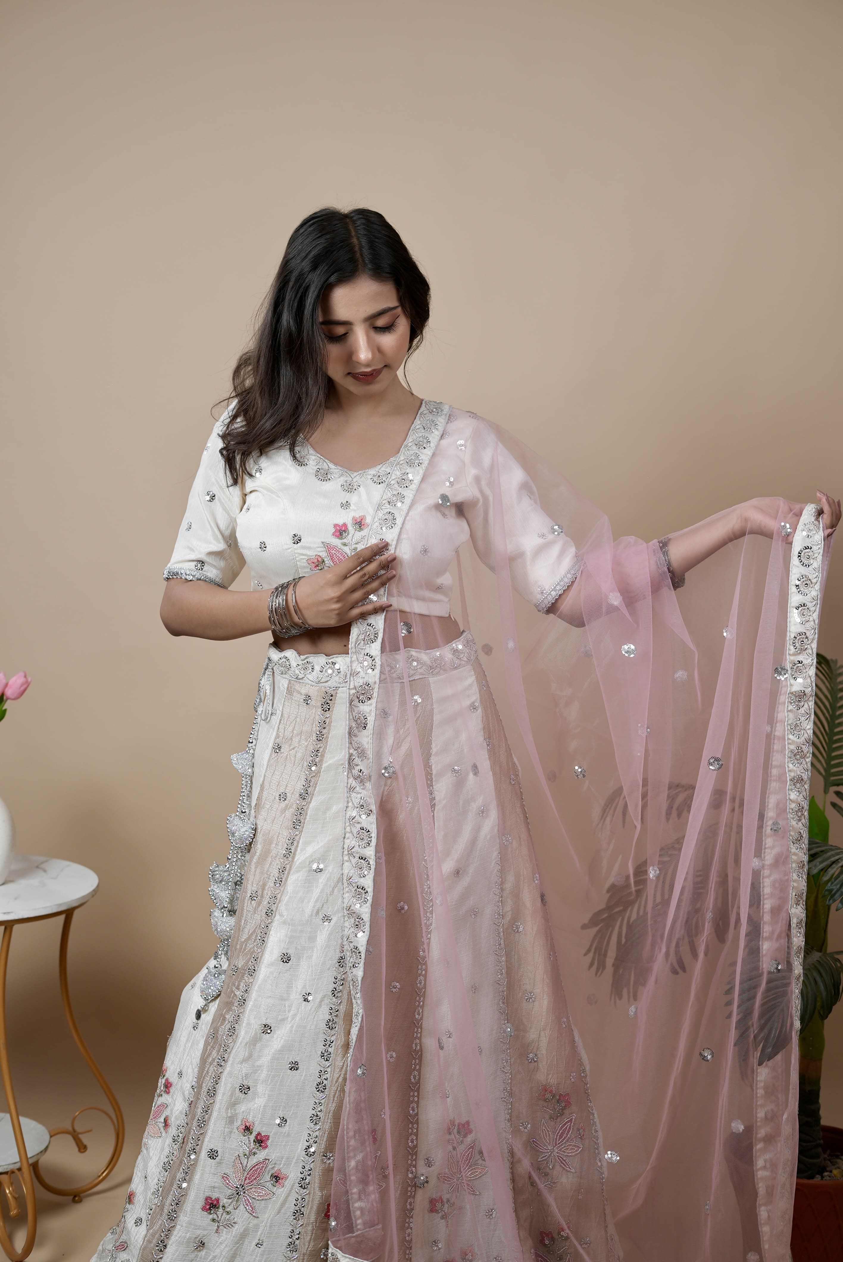 White & Off White Lehenga