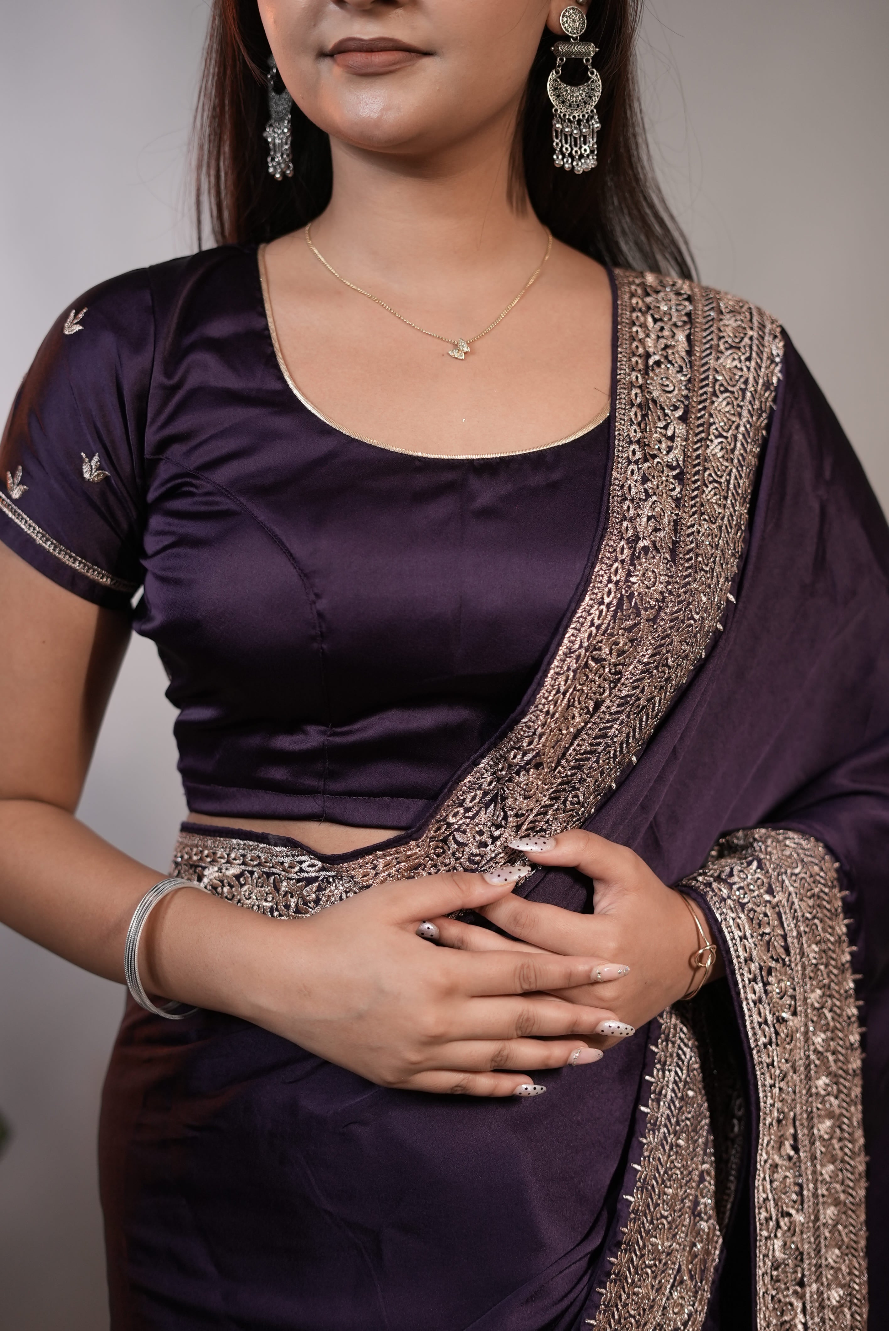Royal Purple Satin Saree