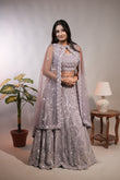Lavender Net Lehenga for Women