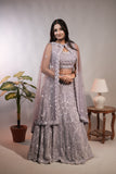 Lavender Net Lehenga for Women