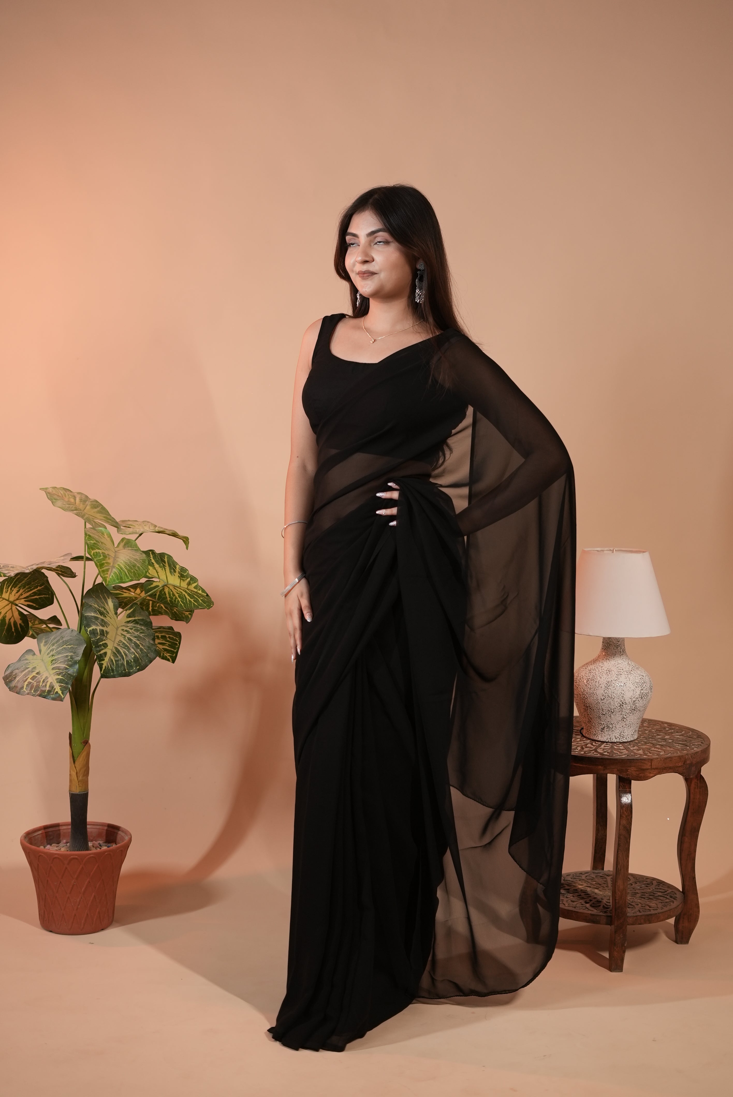 Classic Black Georgette Saree for Women