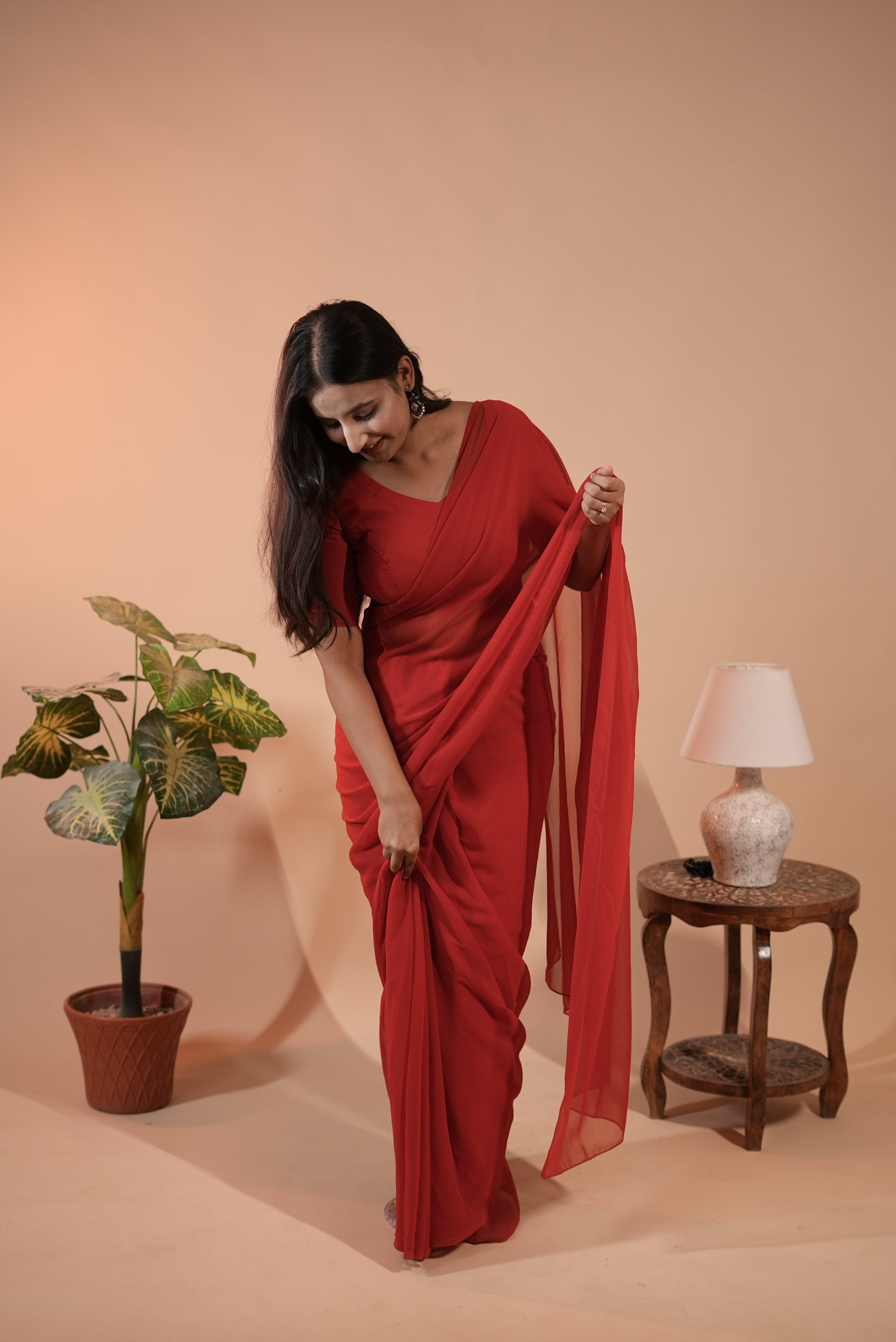 Elegant Red Georgette Saree for Women