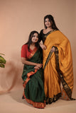 Green & Yellow Semi Silk Cotton Saree for Women