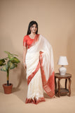 White Semi Silk Cotton Saree for Women