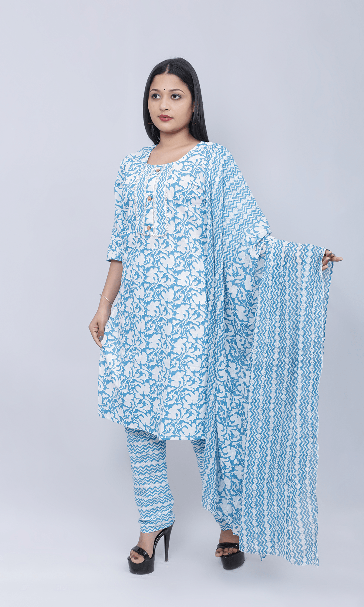 Simple Floral Print Suit