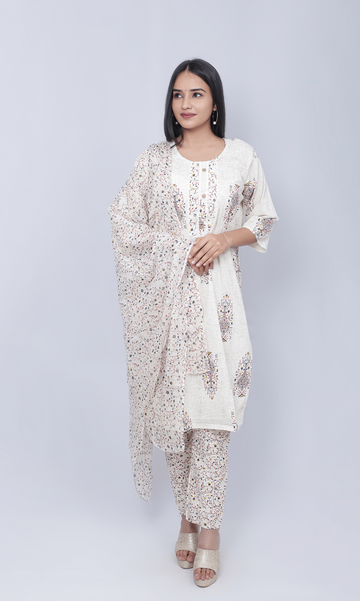 Floral Print Cotton Suit