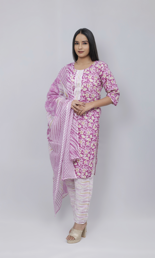 Floral Print salwar Suit with Dupatta