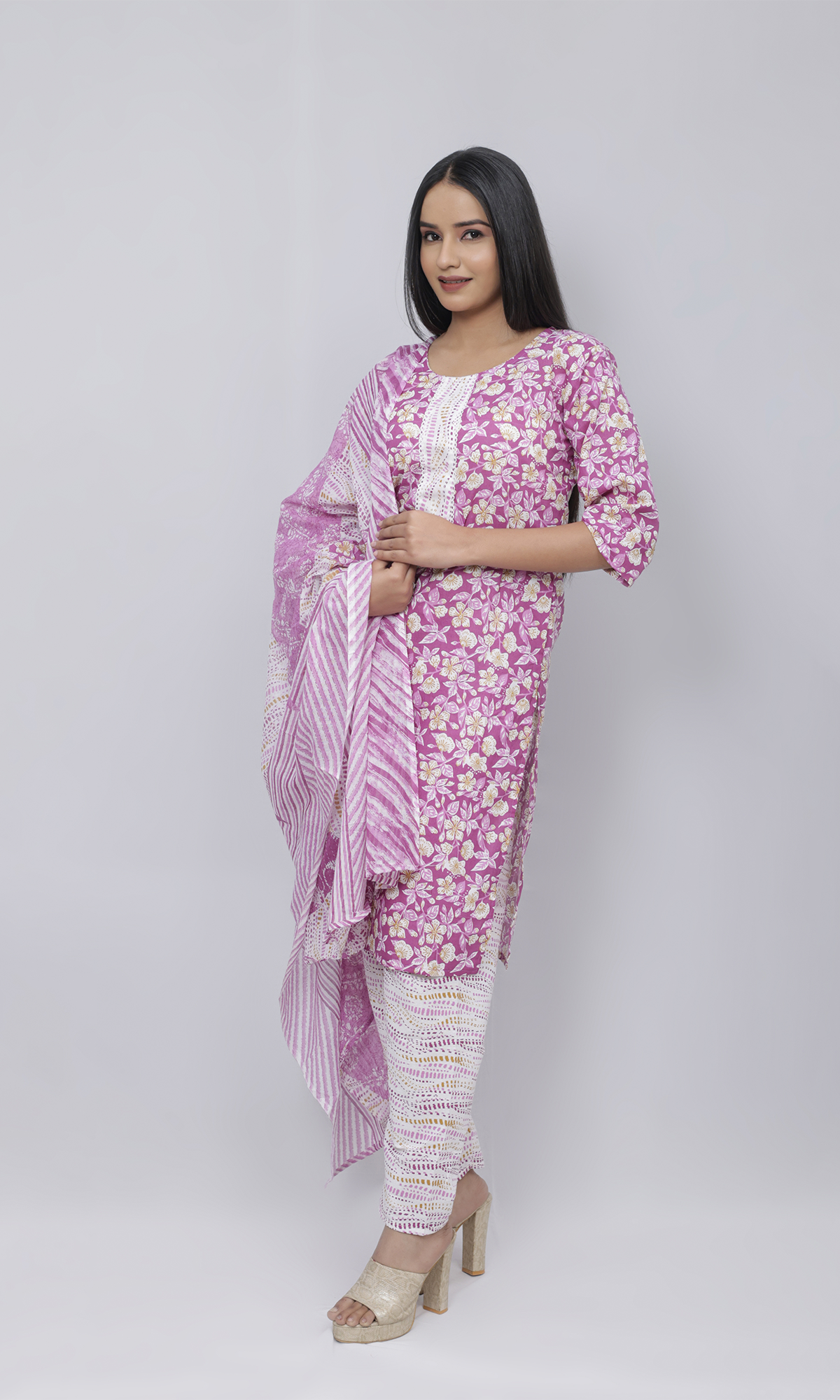 Floral Print salwar Suit with Dupatta