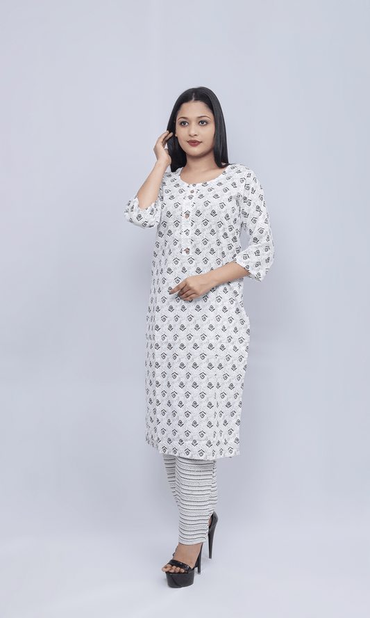 White Printed Salwar Suit