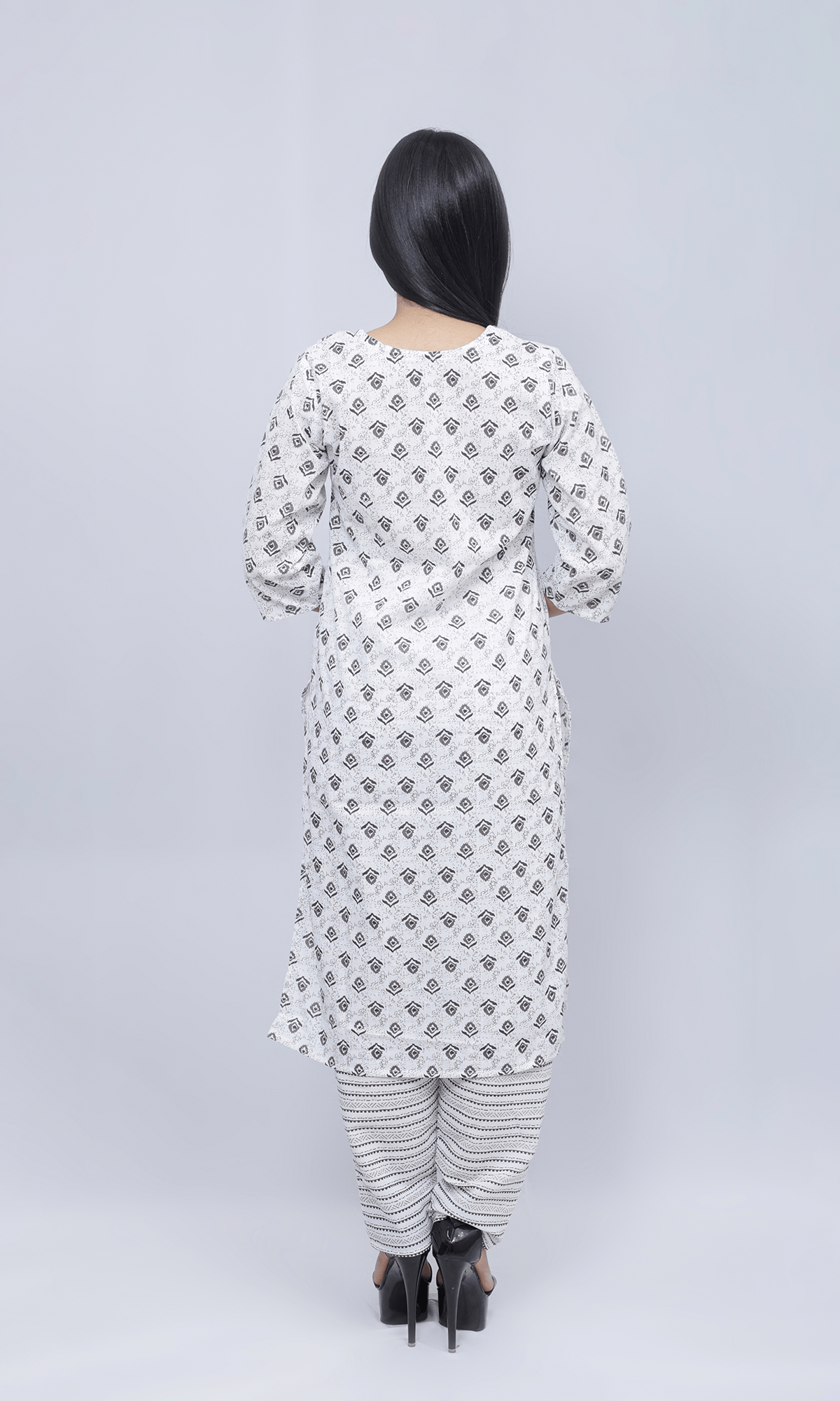 White Printed Salwar Suit