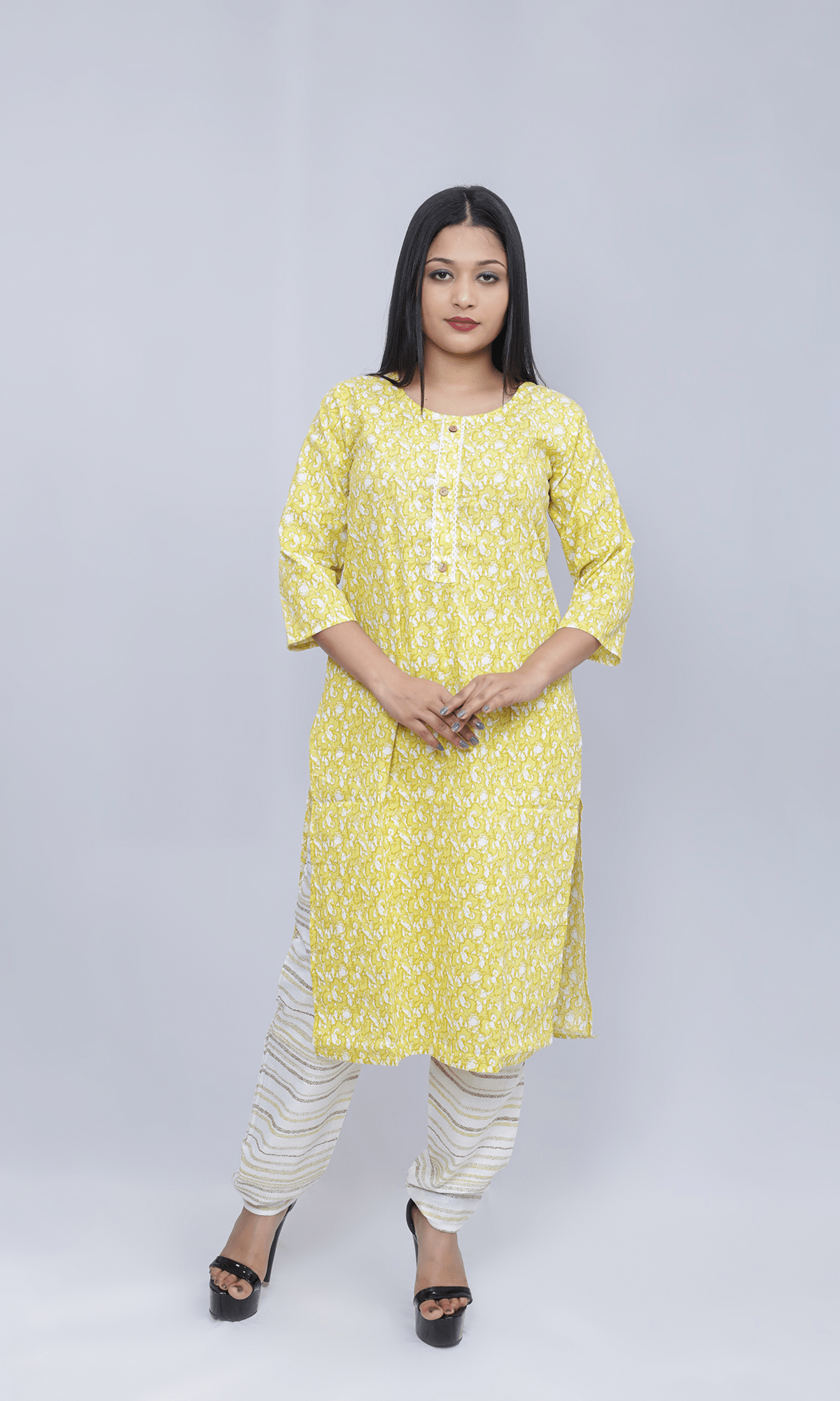 Simple Printed Cotton Kurti with Pant