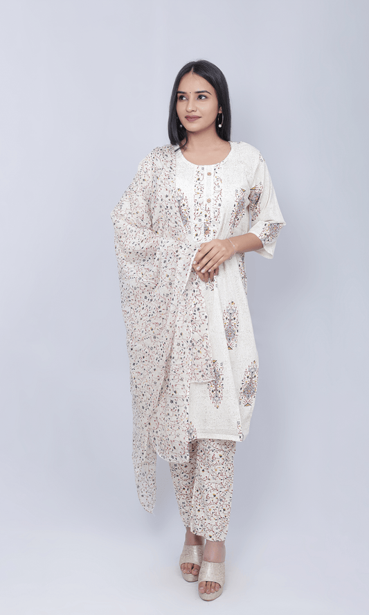 Floral Print Cotton Suit