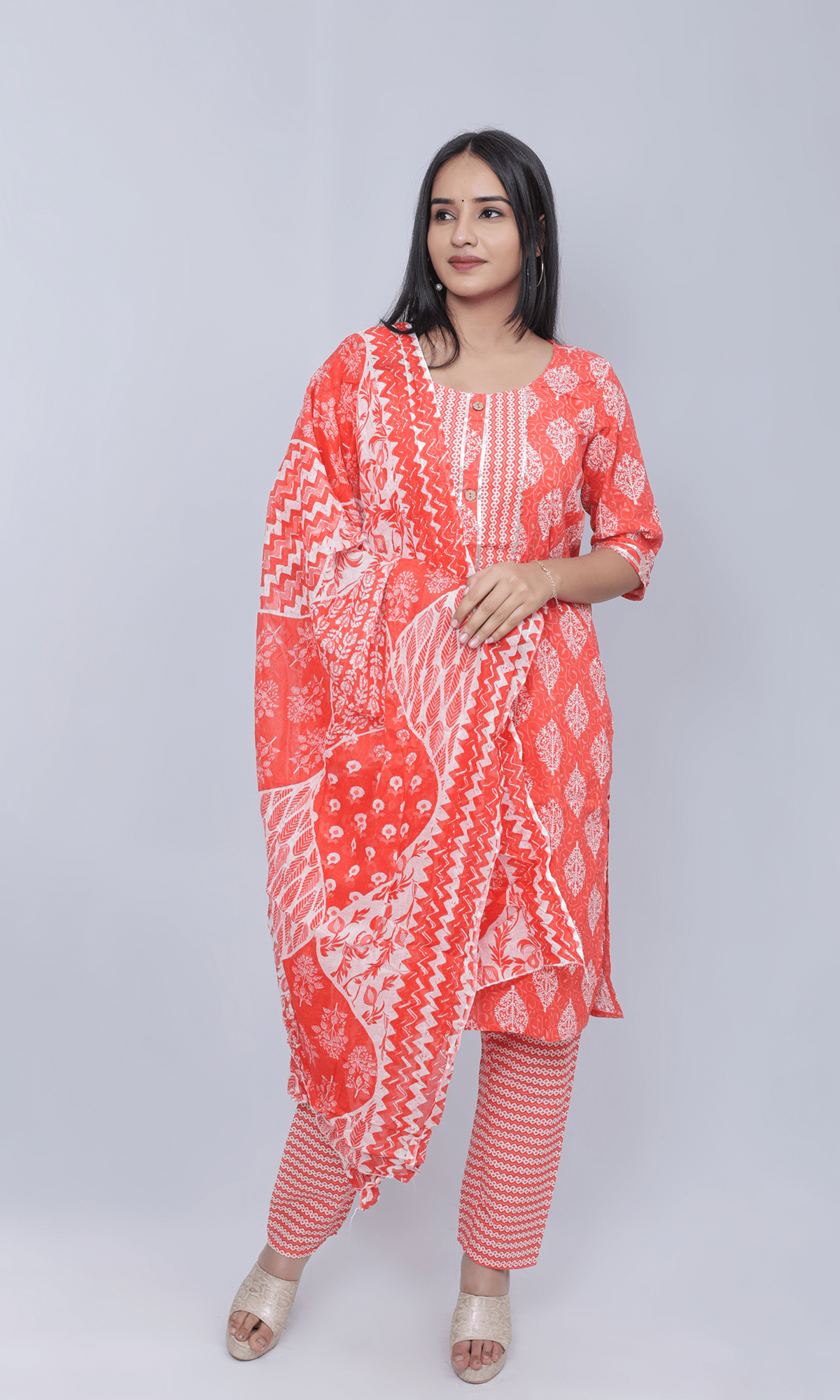 Nawabi Cotton Suit with Dupatta