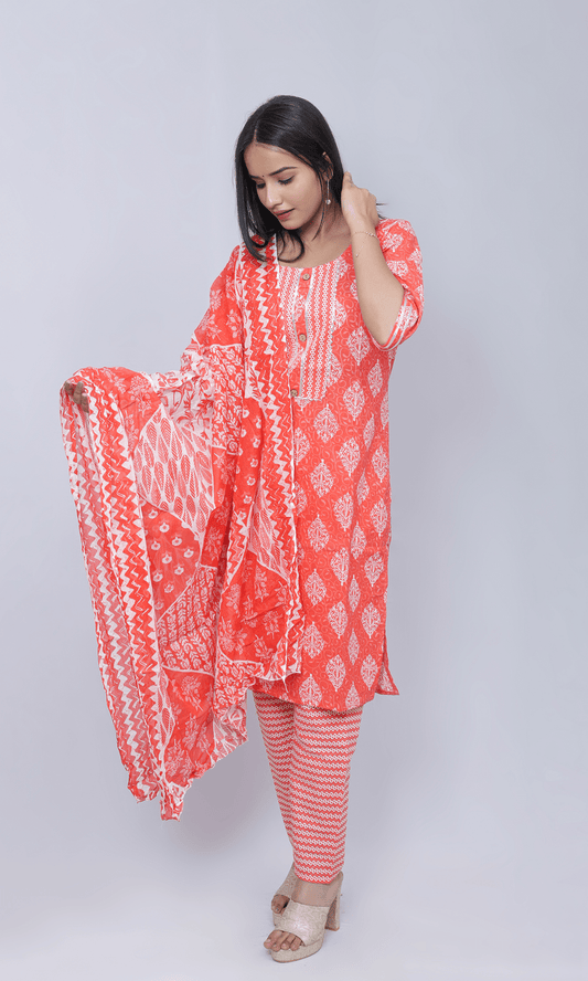 Nawabi Cotton Suit with Dupatta